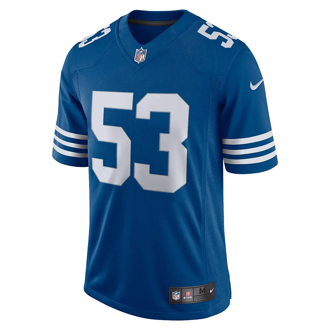 Zennovawear Men's Darius Leonard Royal Indianapolis Colts Alternate Vapor Limited Jersey