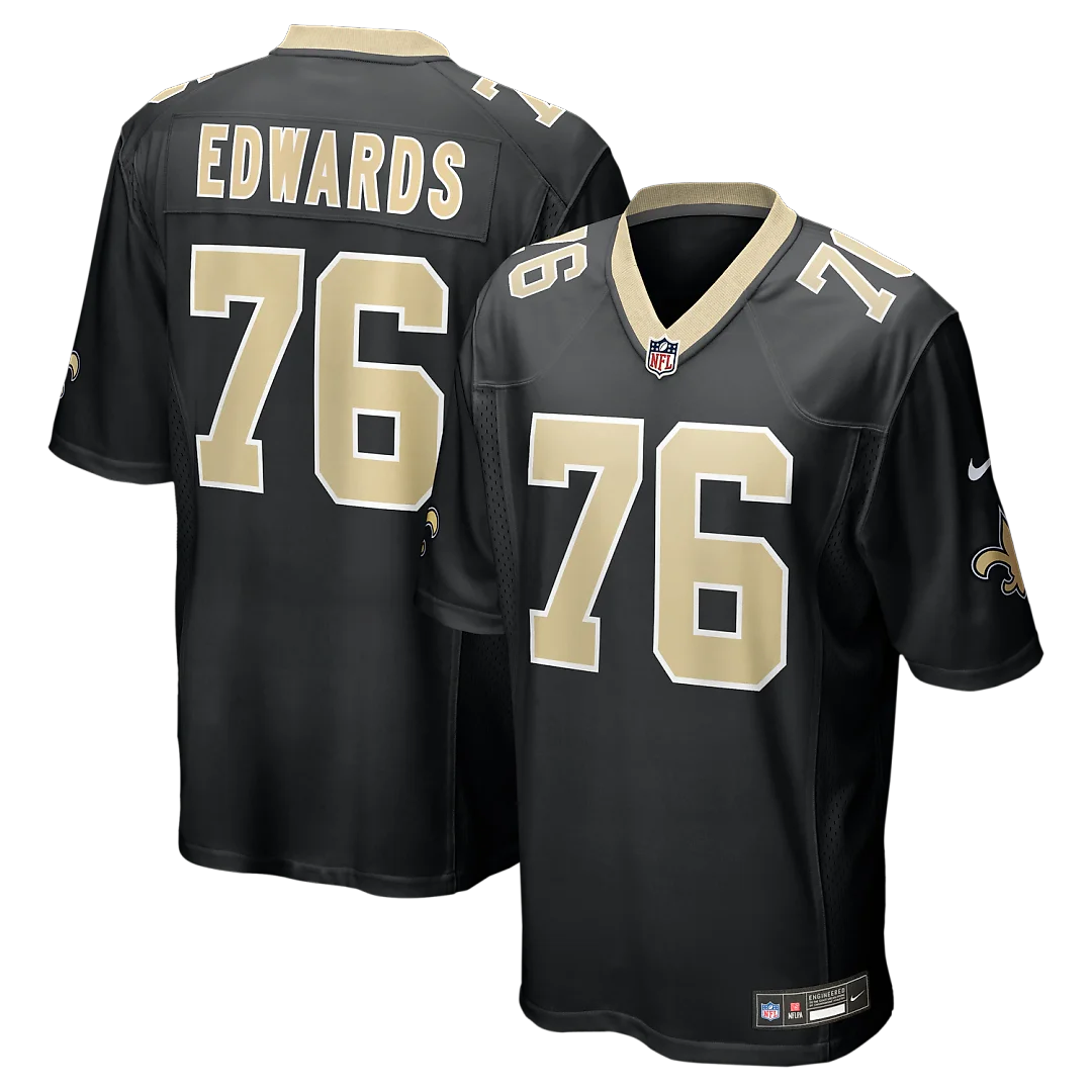 Zennovawear David Edwards New Orleans Saints Team Game Jersey - Black