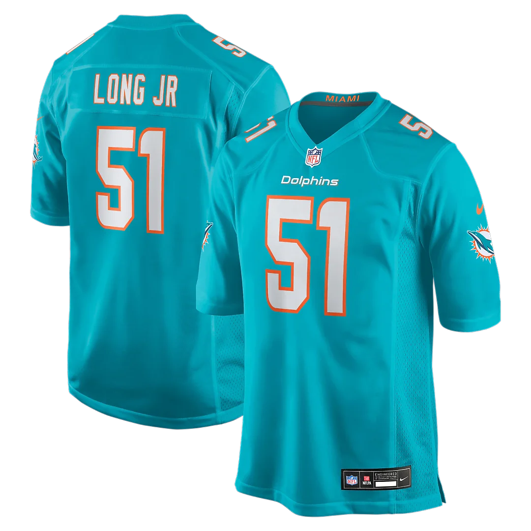 Zennovawear David Long Jr. Miami Dolphins Game Jersey - Aqua