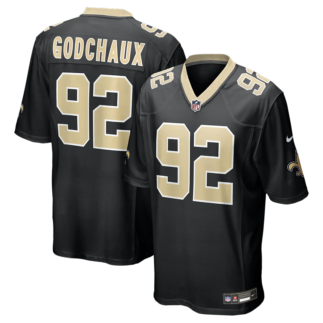 Zennovawear Davon Godchaux New Orleans Saints Team Game Jersey - Black