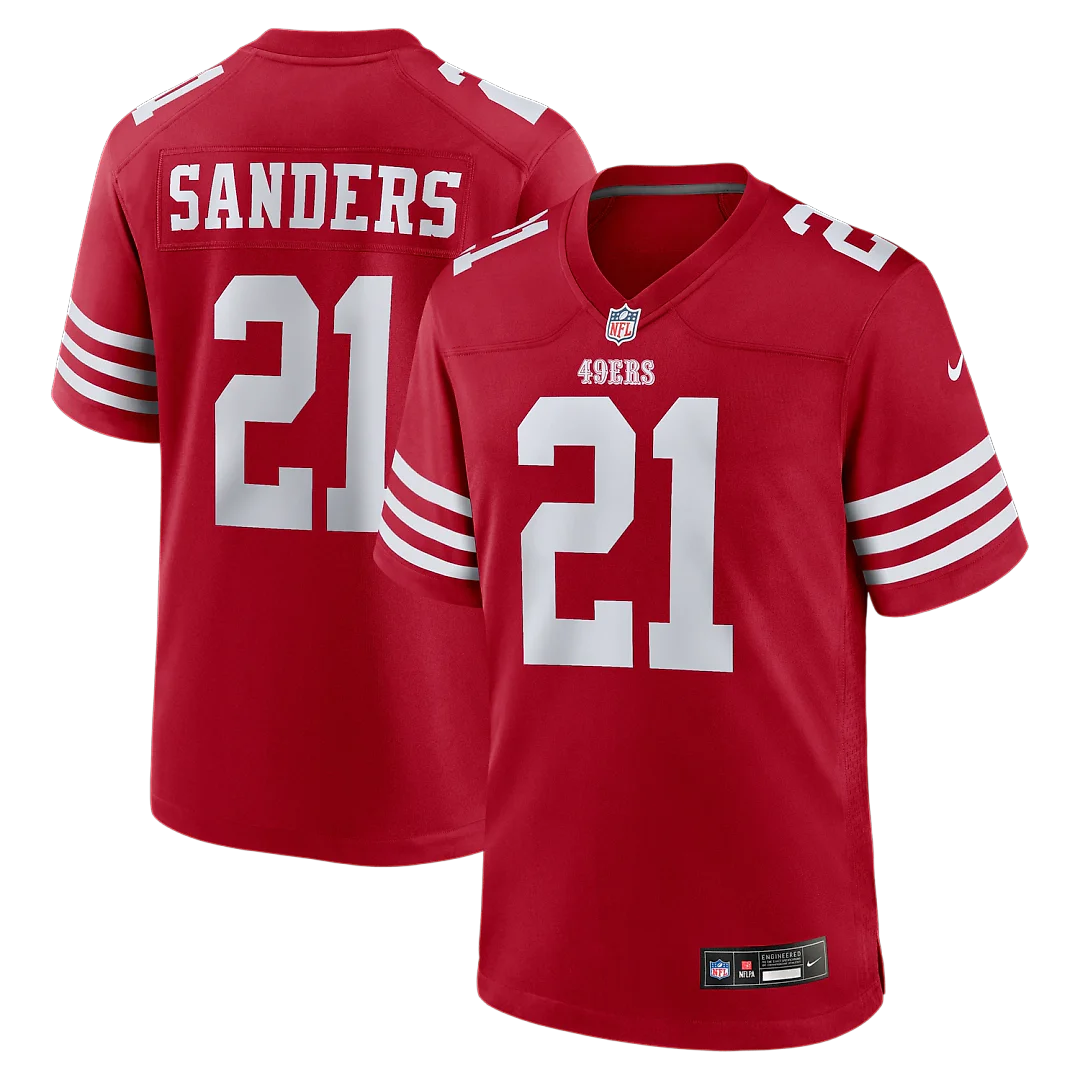 Zennovawear Deion Sanders San Francisco 49ers Team Retired Player Game Jersey - Scarlet
