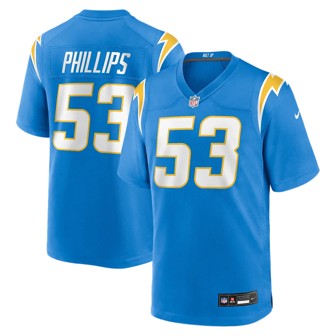 Zennovawear Del'Shawn Phillips Los Angeles Chargers Team Game Jersey - Powder Blue