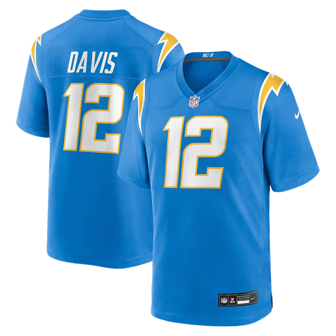 Zennovawear Derius Davis Los Angeles Chargers Team Game Jersey - Powder Blue