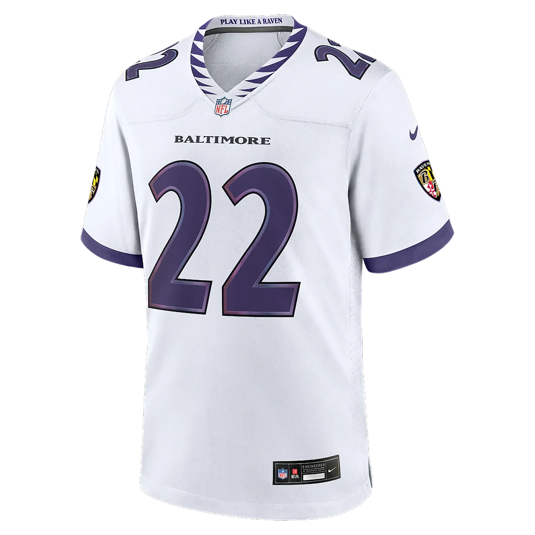 Zennovawear Derrick Henry Baltimore Ravens Game Jersey - White