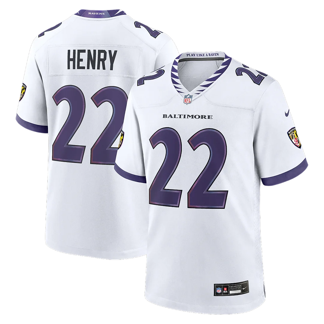 Zennovawear Derrick Henry Baltimore Ravens Game Jersey - White