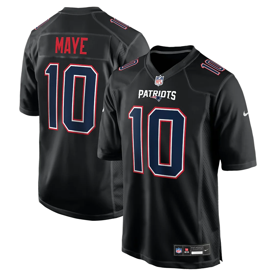 Zennovawear Drake Maye New England Patriots Fashion Game Jersey - Carbon Black