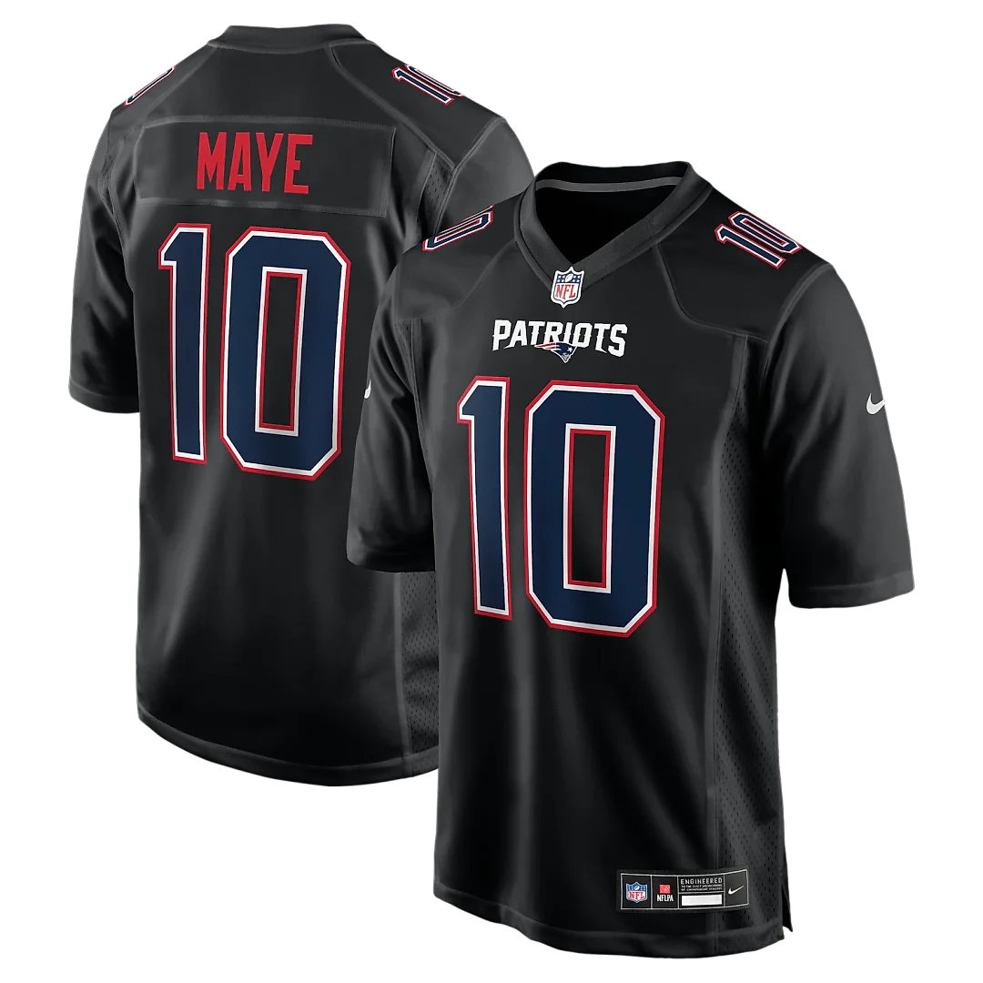 Zennovawear Drake Maye New England Patriots Fashion Game Jersey - Carbon Black