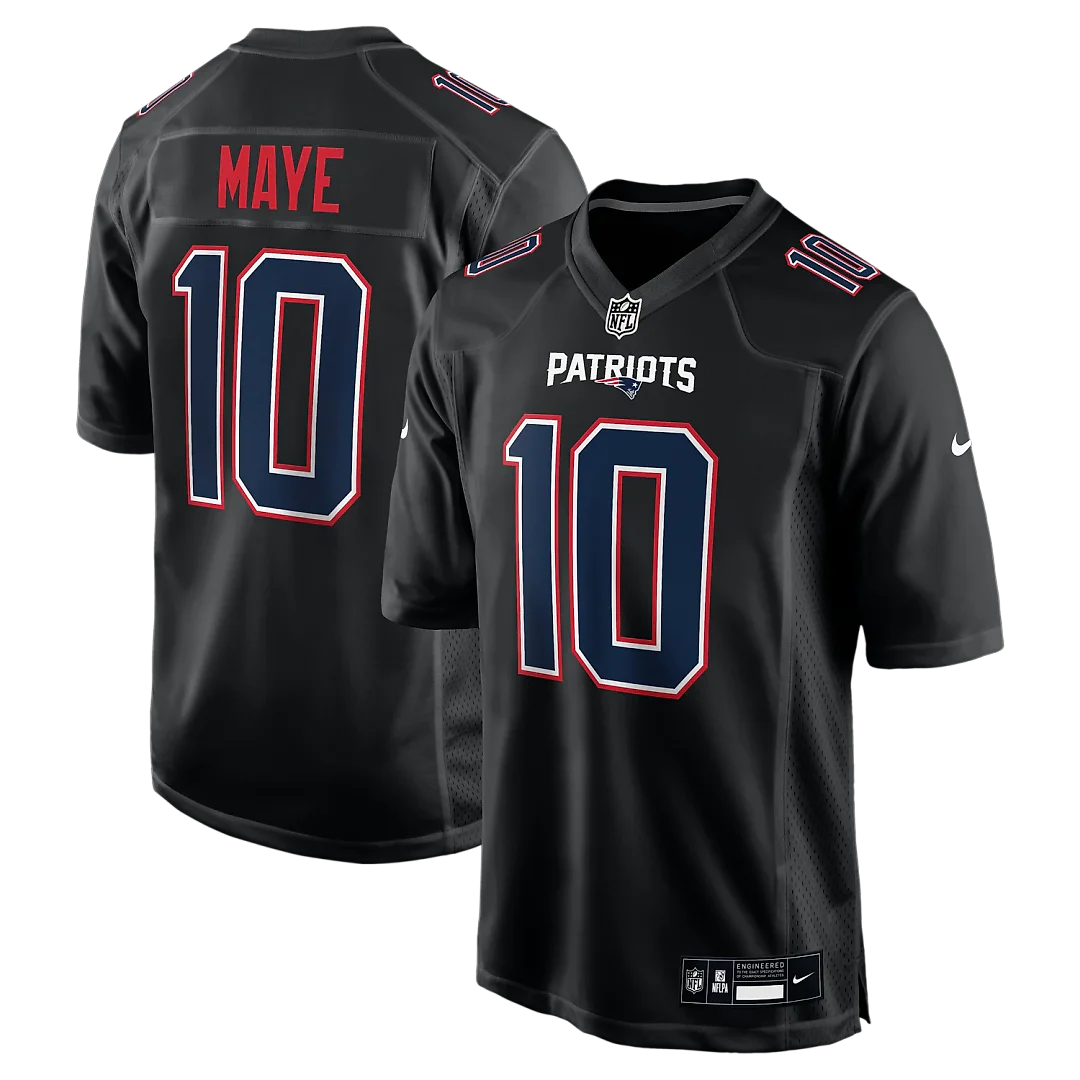 Zennovawear Drake Maye New England Patriots Game Jersey - Carbon Black