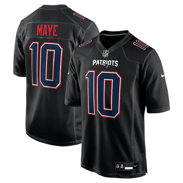 Zennovawear Drake Maye New England Patriots Game Jersey - Carbon Black