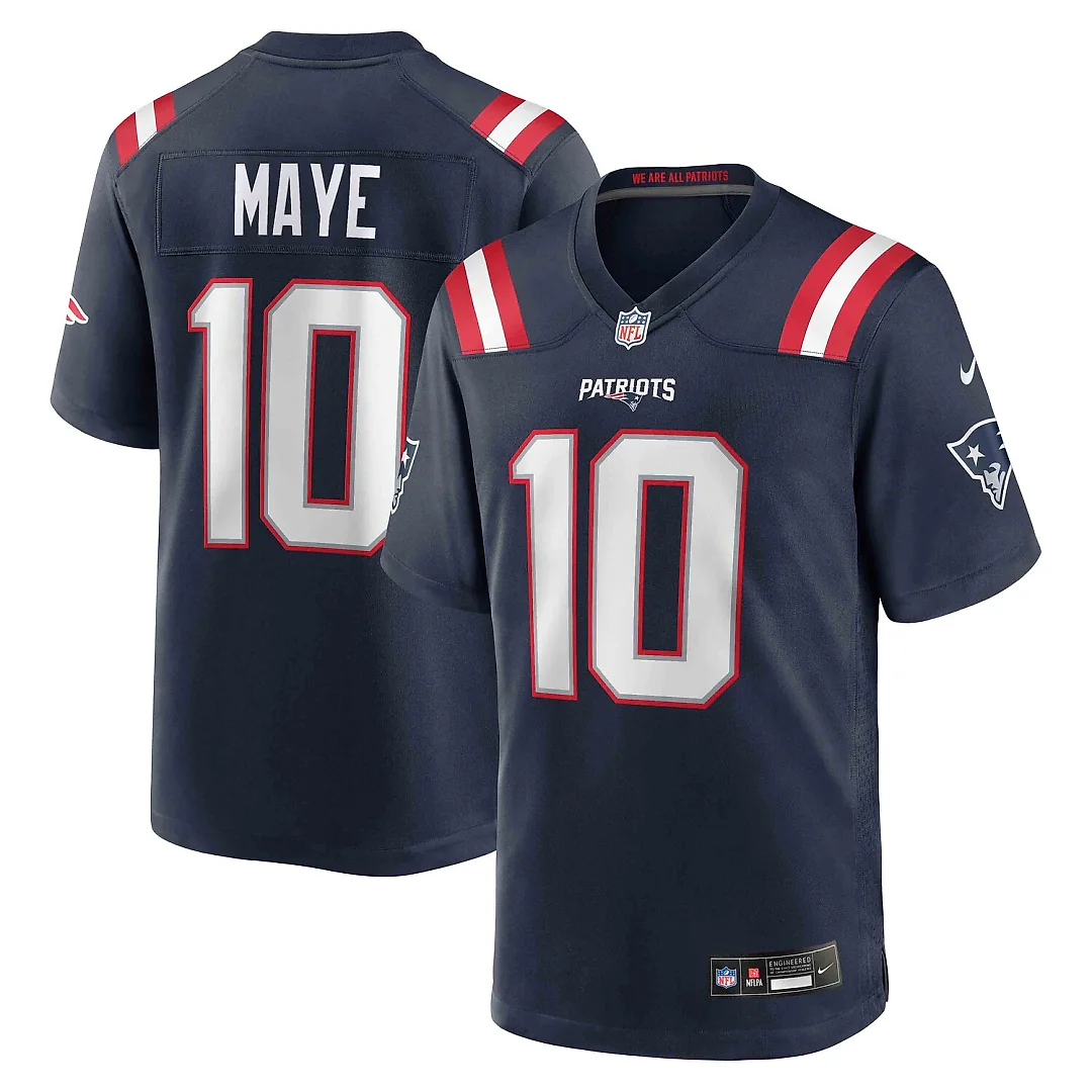 Zennovawear Drake Maye New England Patriots Player Game Jersey - Navy