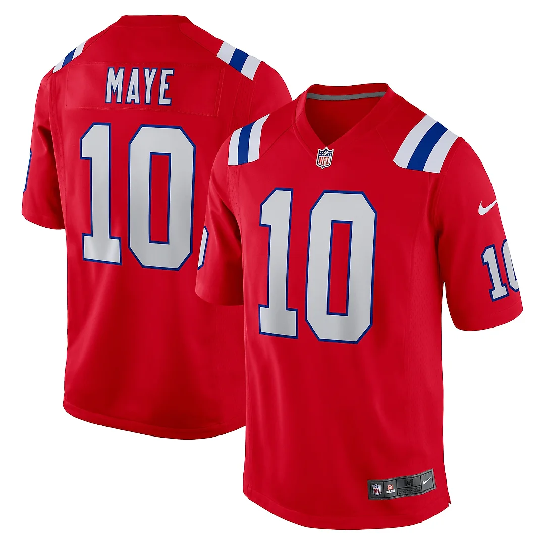 Zennovawear Drake Maye New England Patriots Player Game Jersey - Red