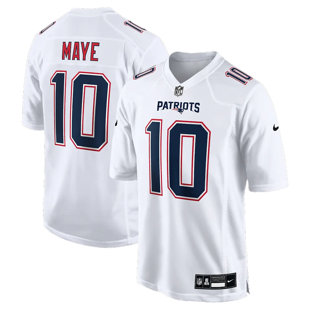 Zennovawear Drake Maye New England Patriots Game Jersey - Tundra White