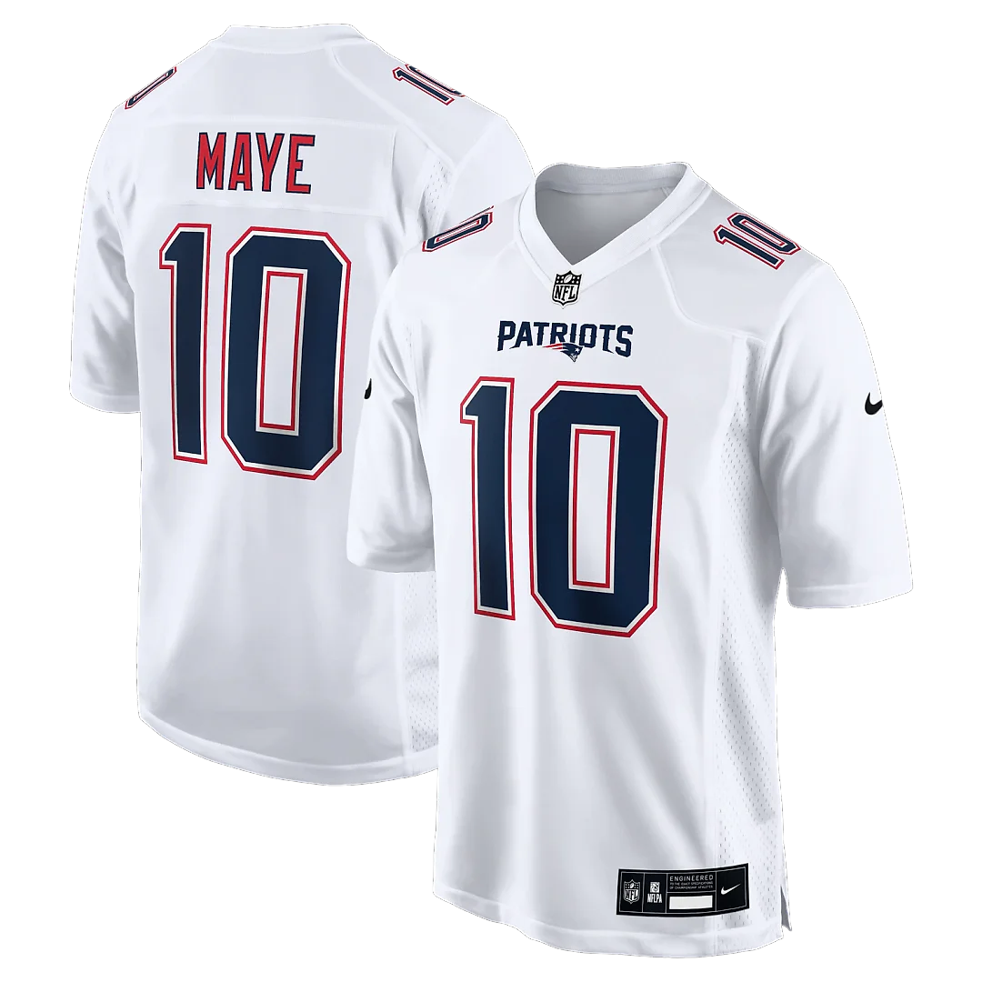 Zennovawear Drake Maye New England Patriots Game Jersey - Tundra White