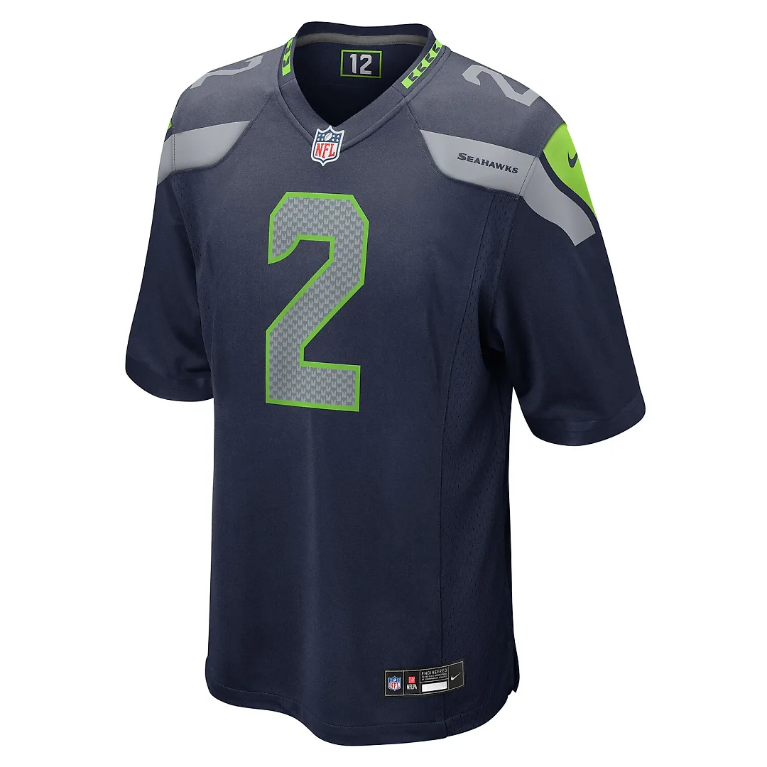 Zennovawear Drew Lock Seattle Seahawks Team Game Jersey - College Navy