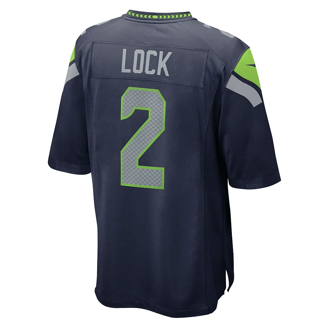 Zennovawear Drew Lock Seattle Seahawks Team Game Jersey - College Navy