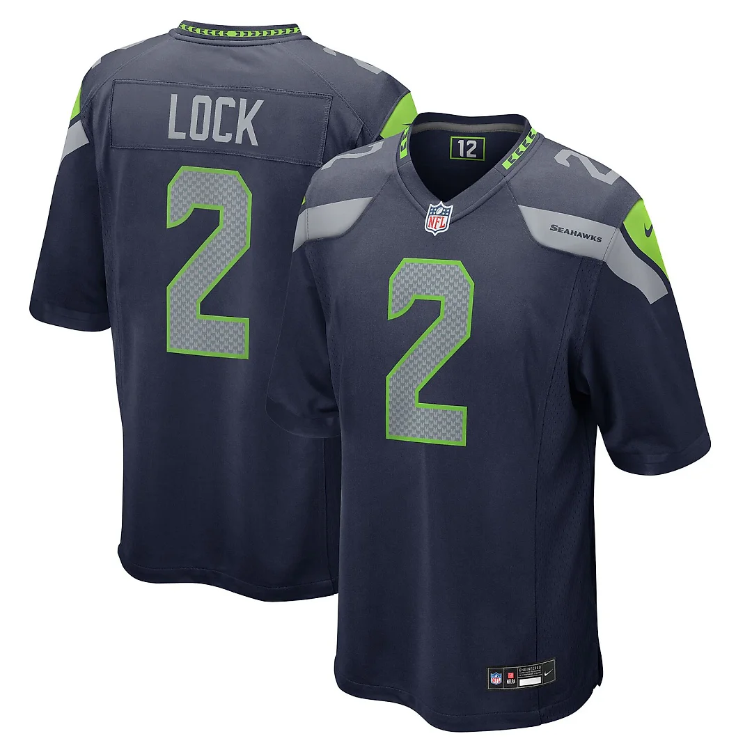 Zennovawear Drew Lock Seattle Seahawks Team Game Jersey - College Navy