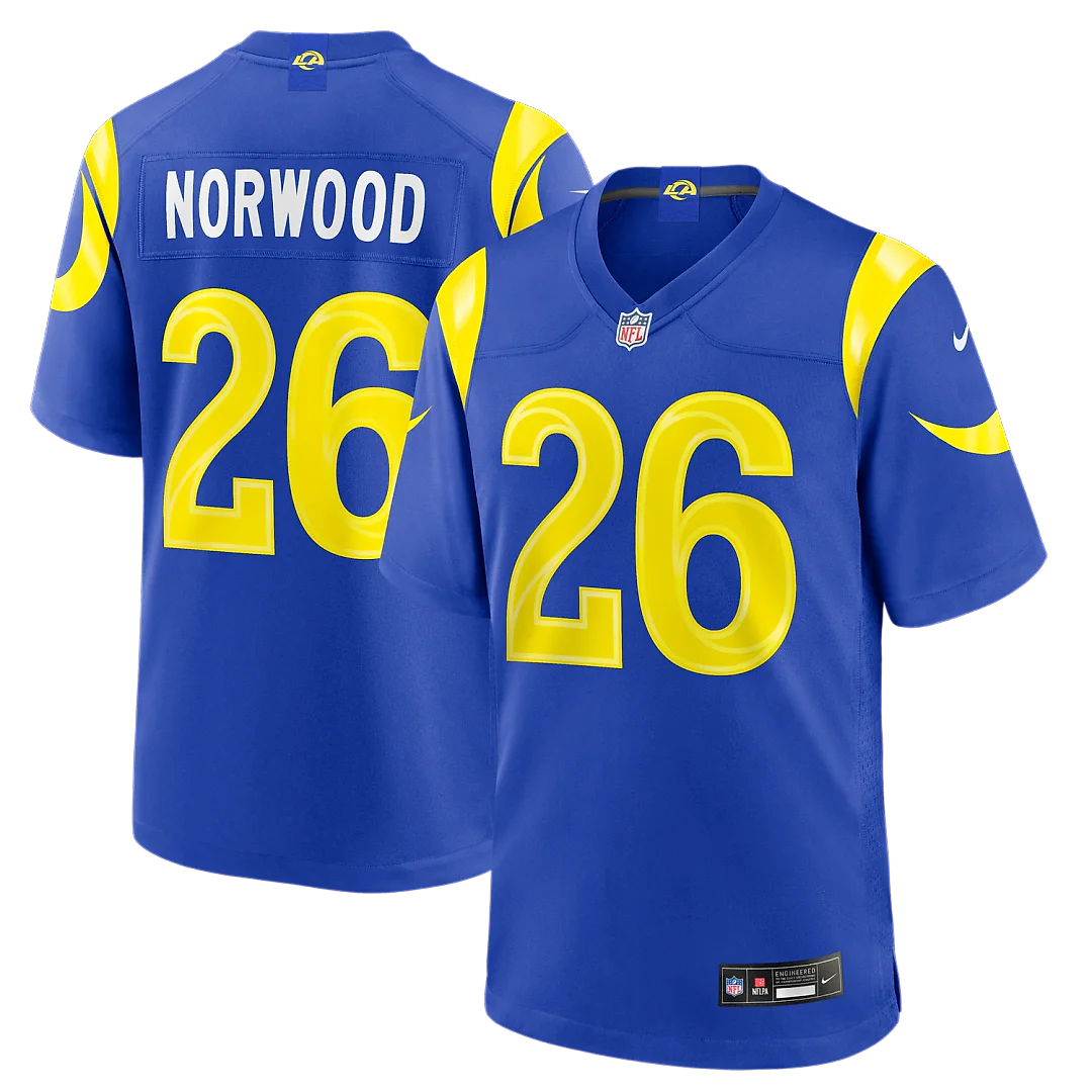 Zennovawear Drey Norwood Los Angeles Rams Game Jersey - Royal