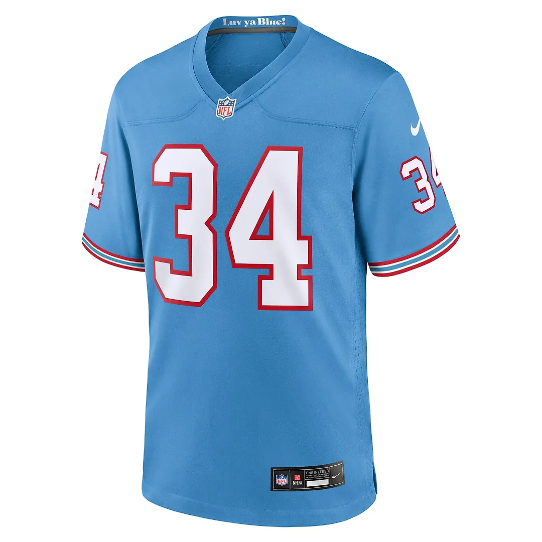 Zennovawear Earl Campbell Tennessee Titans Retired Player Alternate Game Jersey - Light Blue