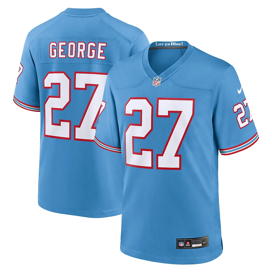 Zennovawear Eddie George Tennessee Titans Retired Player Alternate Game Jersey - Light Blue