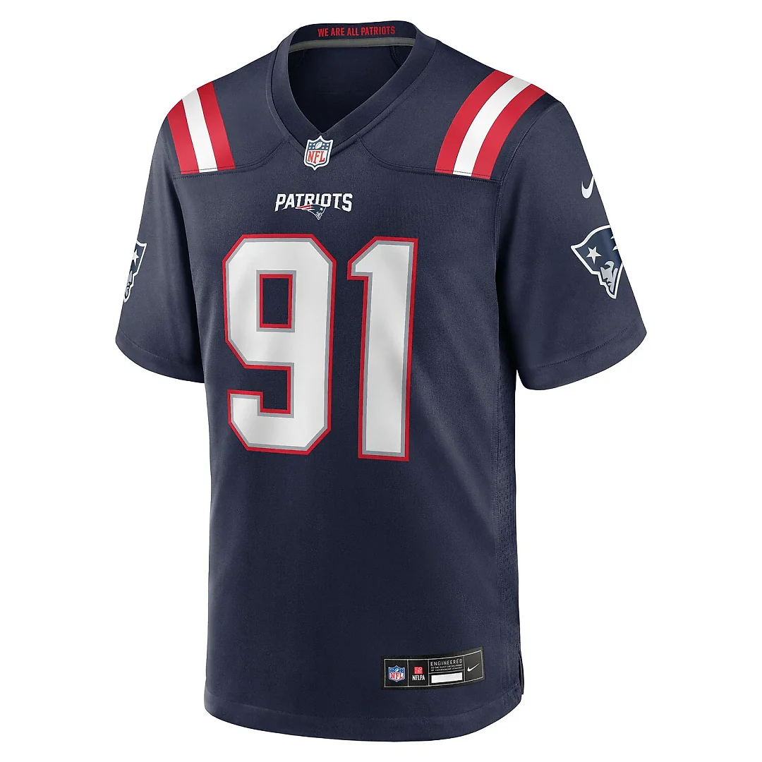 Zennovawear Elijah Ponder New England Patriots Team Game Jersey - Navy