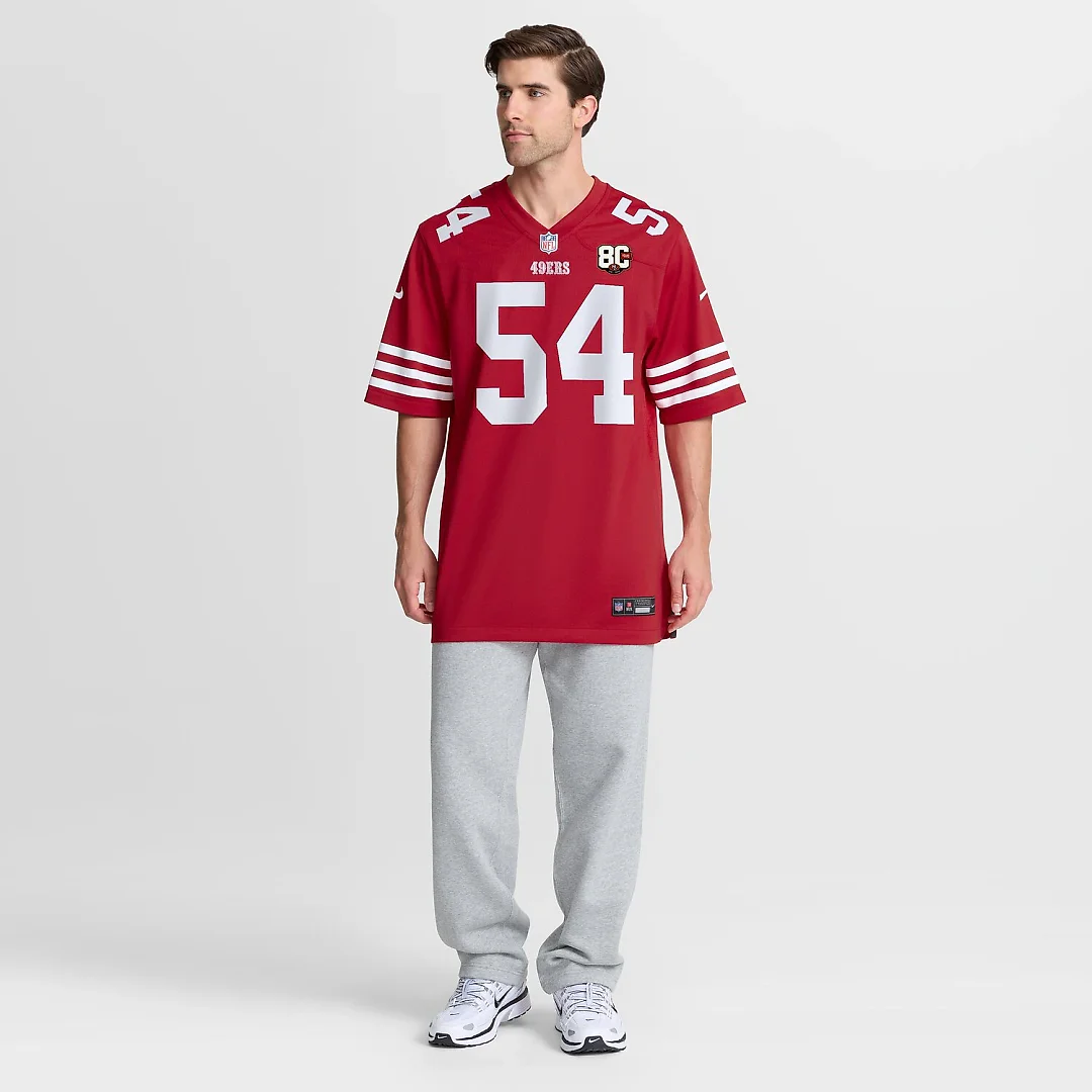 Zennovawear Fred Warner San Francisco 49ers 80th Anniversary Game Jersey - Scarlet