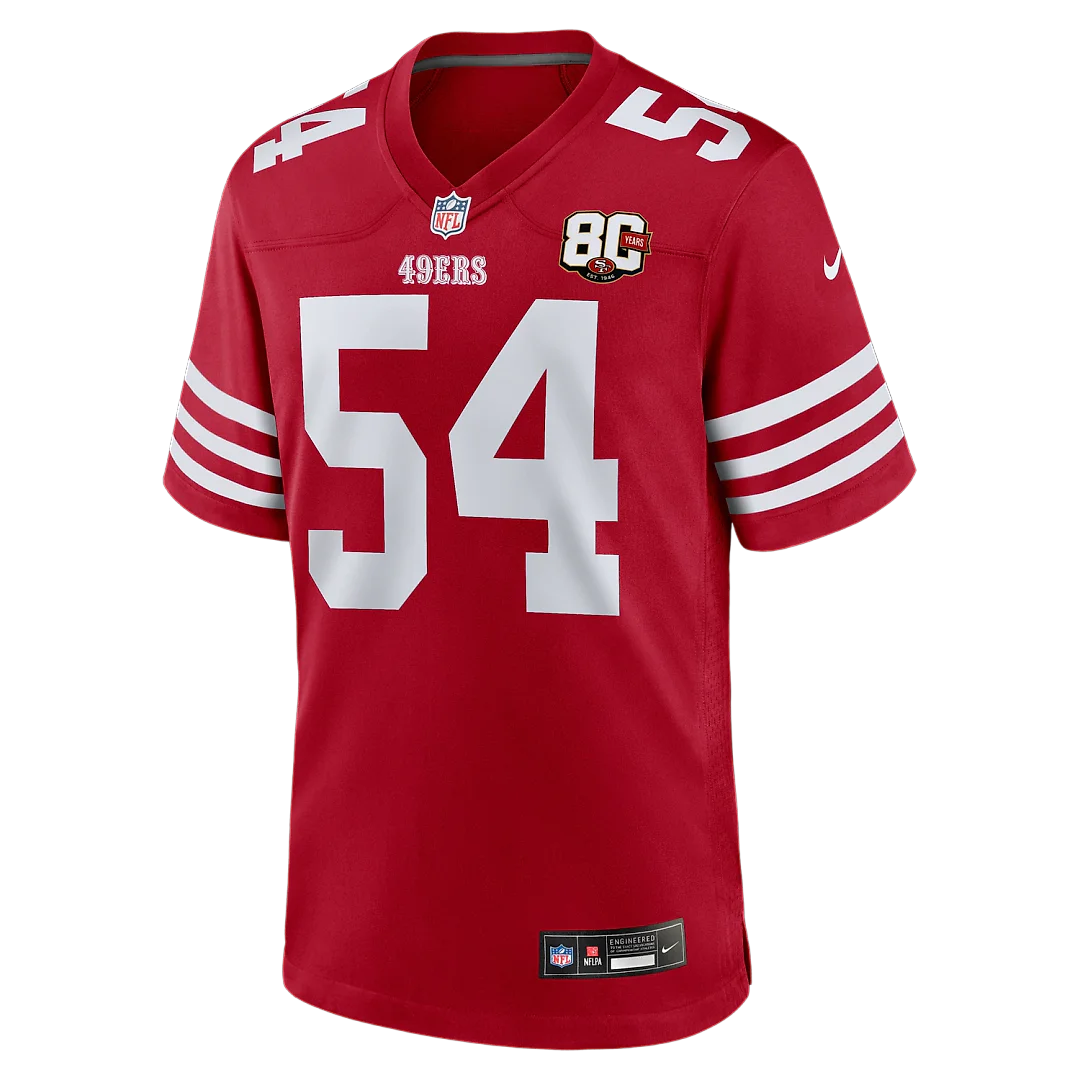 Zennovawear Fred Warner San Francisco 49ers 80th Anniversary Game Jersey - Scarlet