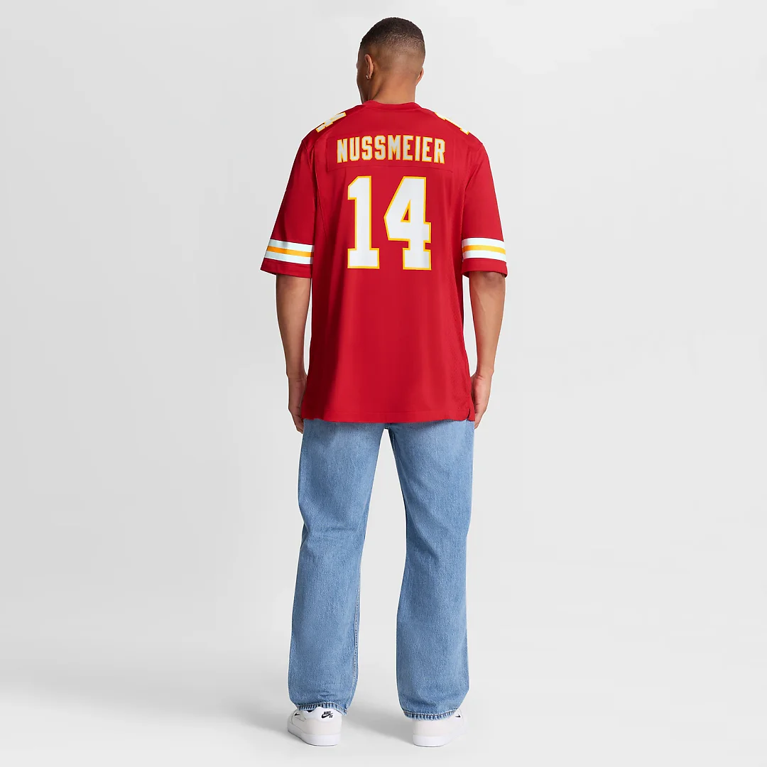 Zennovawear Garrett Nussmeier Kansas City Chiefs Game Jersey - Red