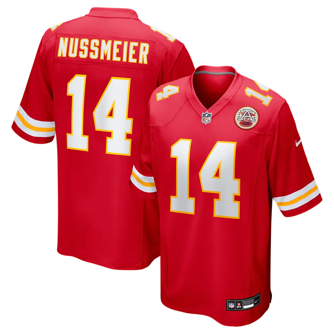 Zennovawear Garrett Nussmeier Kansas City Chiefs Game Jersey - Red