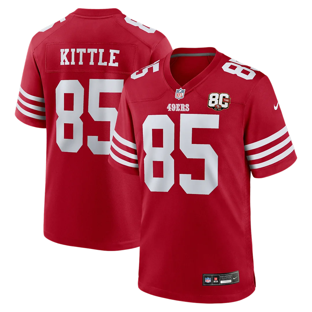 Zennovawear George Kittle San Francisco 49ers 80th Anniversary Game Jersey - Scarlet