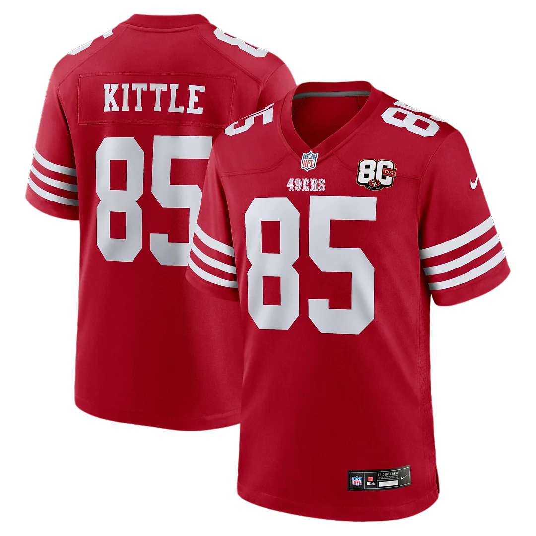 Zennovawear George Kittle San Francisco 49ers 80th Anniversary Game Jersey - Scarlet