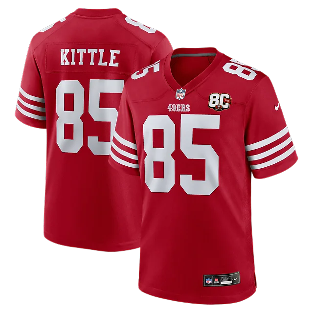 Zennovawear George Kittle San Francisco 49ers 80th Anniversary Game Jersey - Scarlet