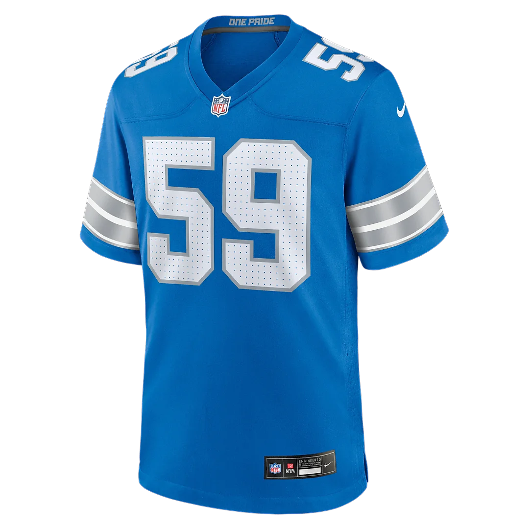Zennovawear Giovanni Manu Detroit Lions Team Game Jersey - Blue