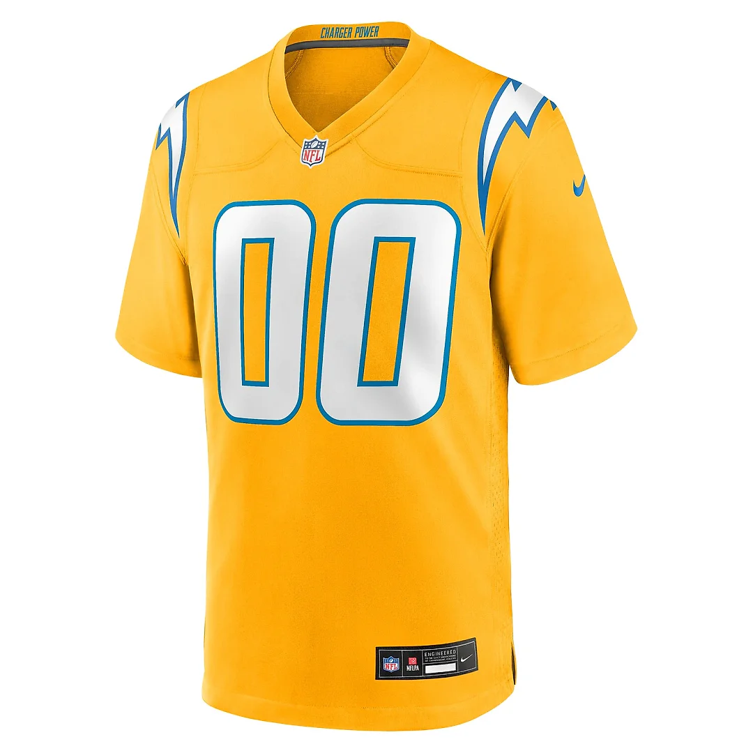 Zennovawear Los Angeles Chargers Alternate Charger Power Game Custom Jersey - Gold