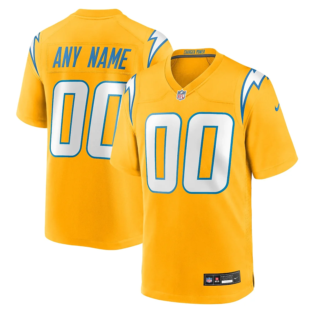 Zennovawear Los Angeles Chargers Alternate Charger Power Game Custom Jersey - Gold