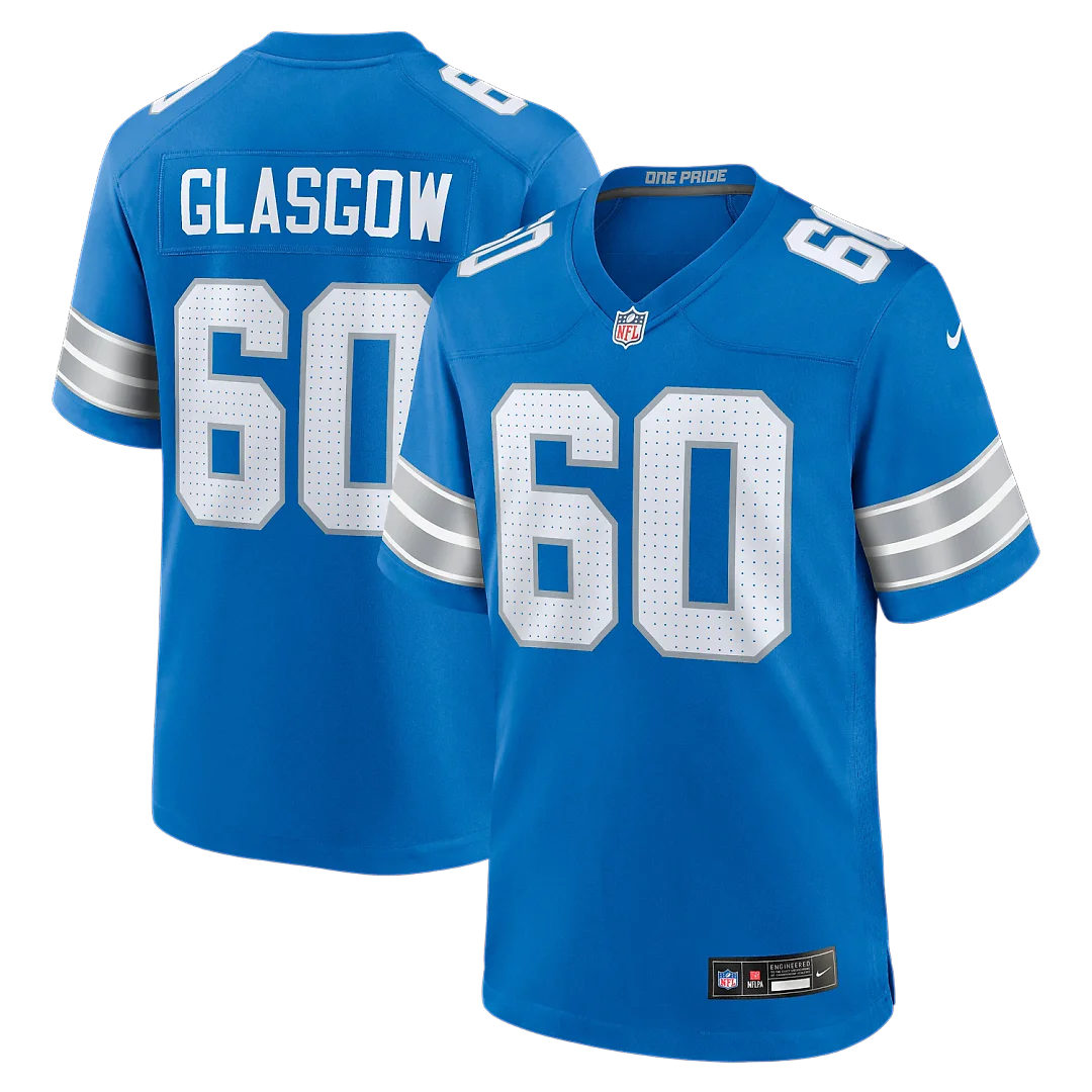 Zennovawear Graham Glasgow Detroit Lions Team Game Jersey - Blue