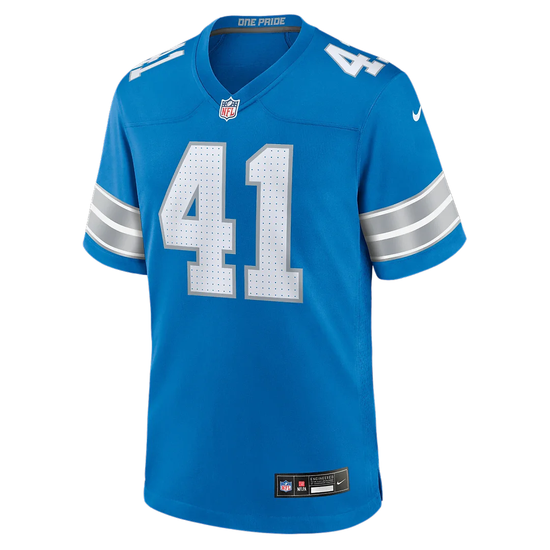 Zennovawear Gunnar Oakes Detroit Lions Team Game Jersey - Blue