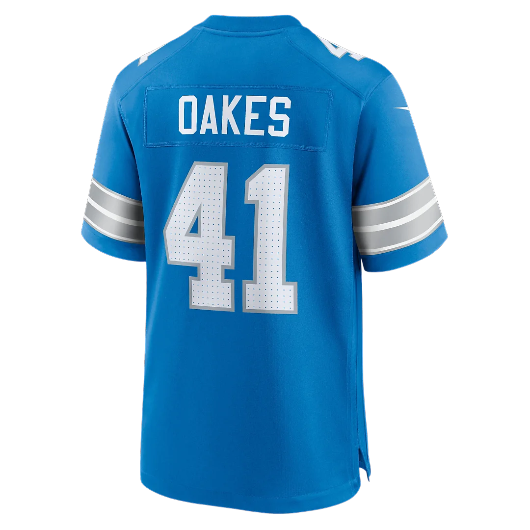 Zennovawear Gunnar Oakes Detroit Lions Team Game Jersey - Blue