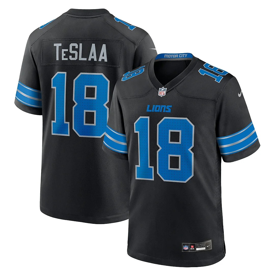 Zennovawear Isaac TeSlaa Detroit Lions Alternate Game Player Jersey - Black