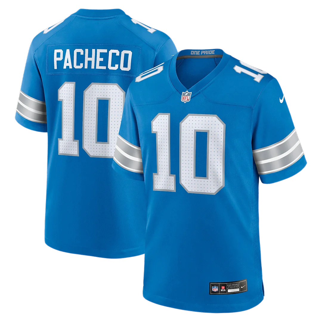 Zennovawear Isiah Pacheco Detroit Lions Team Game Jersey - Blue