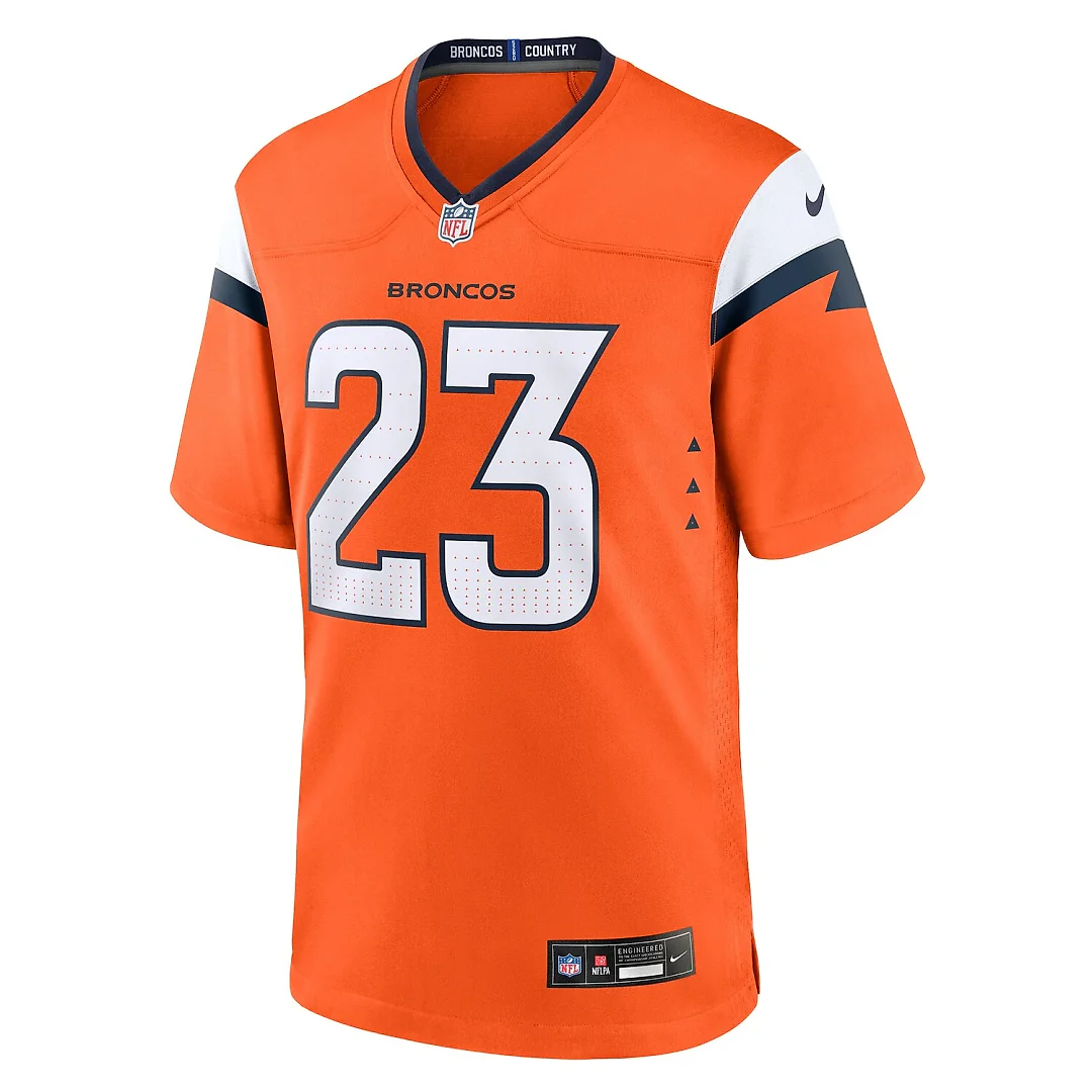 Zennovawear Jahdae Barron Denver Broncos Team Game Jersey - Orange