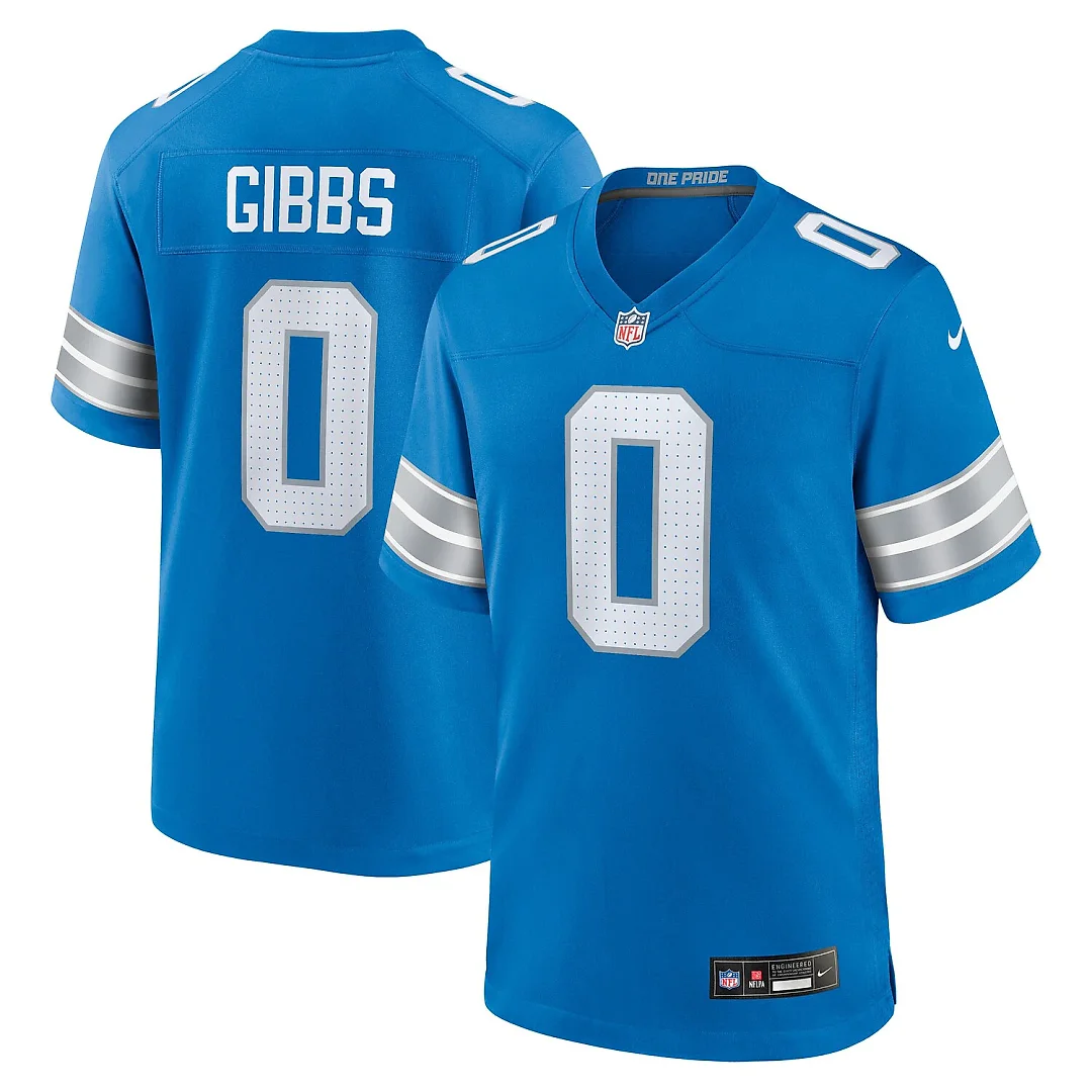 Zennovawear Jahmyr Gibbs Detroit Lions Game Player Jersey - Blue