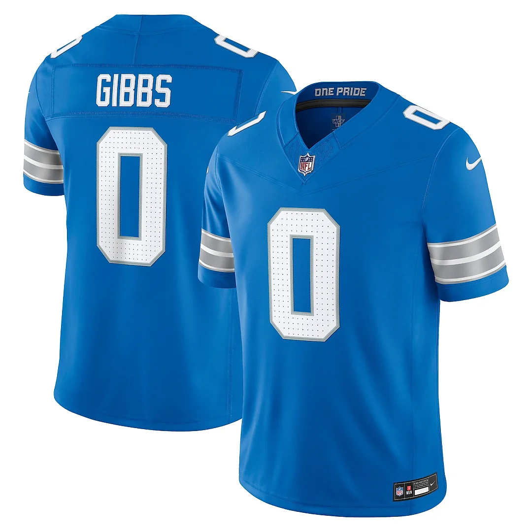 Zennovawear Jahmyr Gibbs Detroit Lions Team Vapor FUSE. Stitched Limited Jersey - Blue