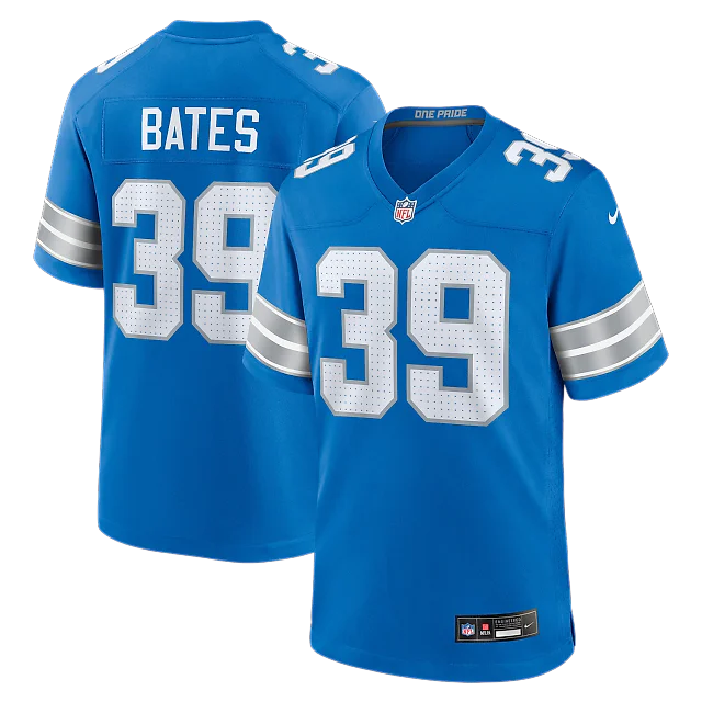 Zennovawear Jake Bates Detroit Lions Team Game Jersey - Blue