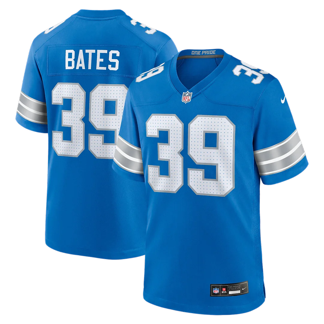 Zennovawear Jake Bates Detroit Lions Team Game Jersey - Blue