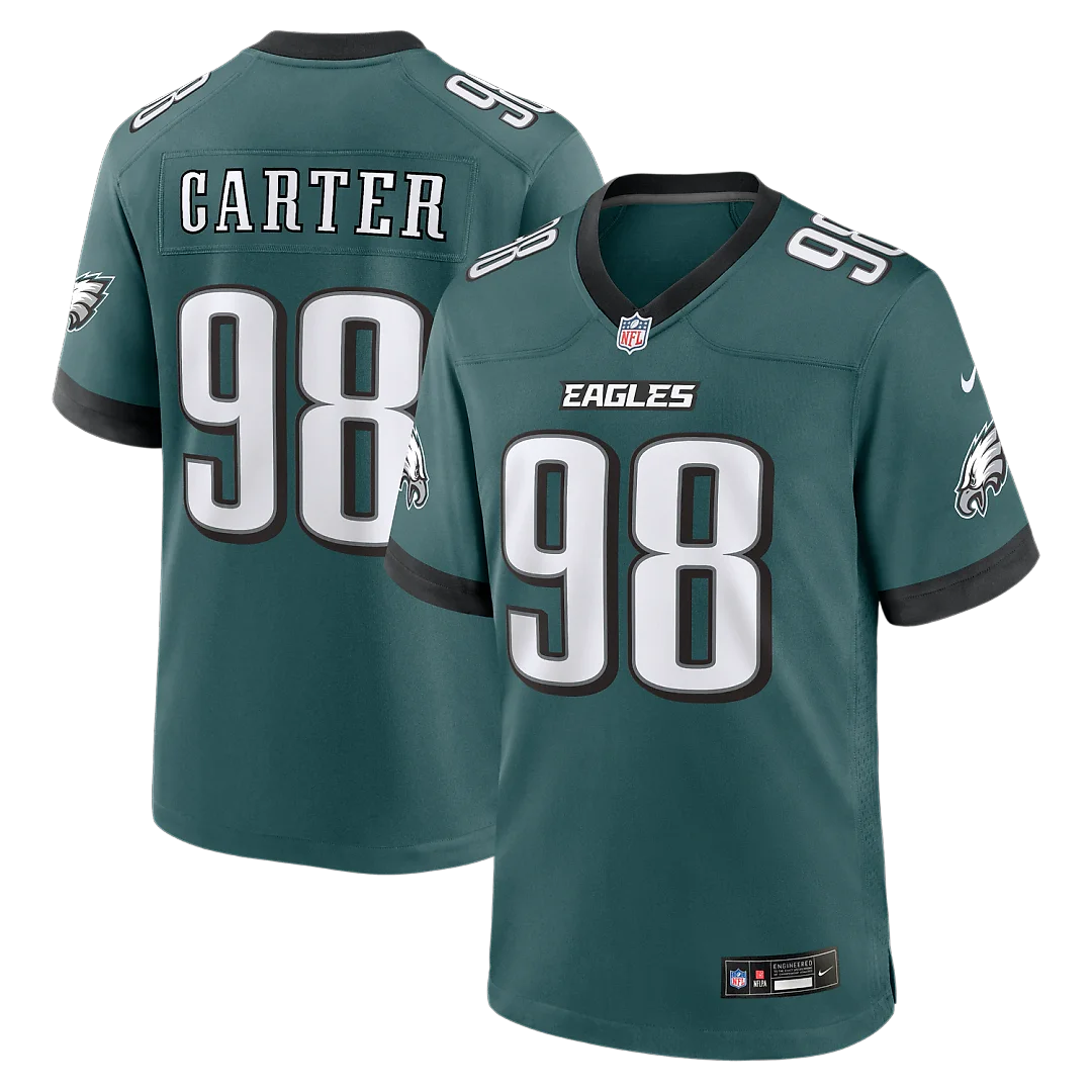 Zennovawear Jalen Carter Philadelphia Eagles Team Game Jersey - Midnight Green