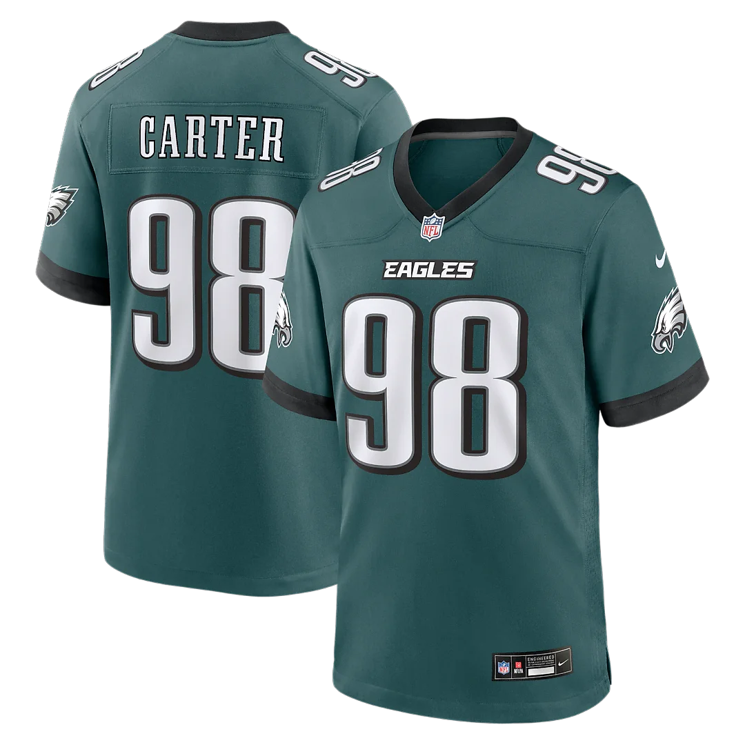 Zennovawear Jalen Carter Philadelphia Eagles Team Game Jersey - Midnight Green