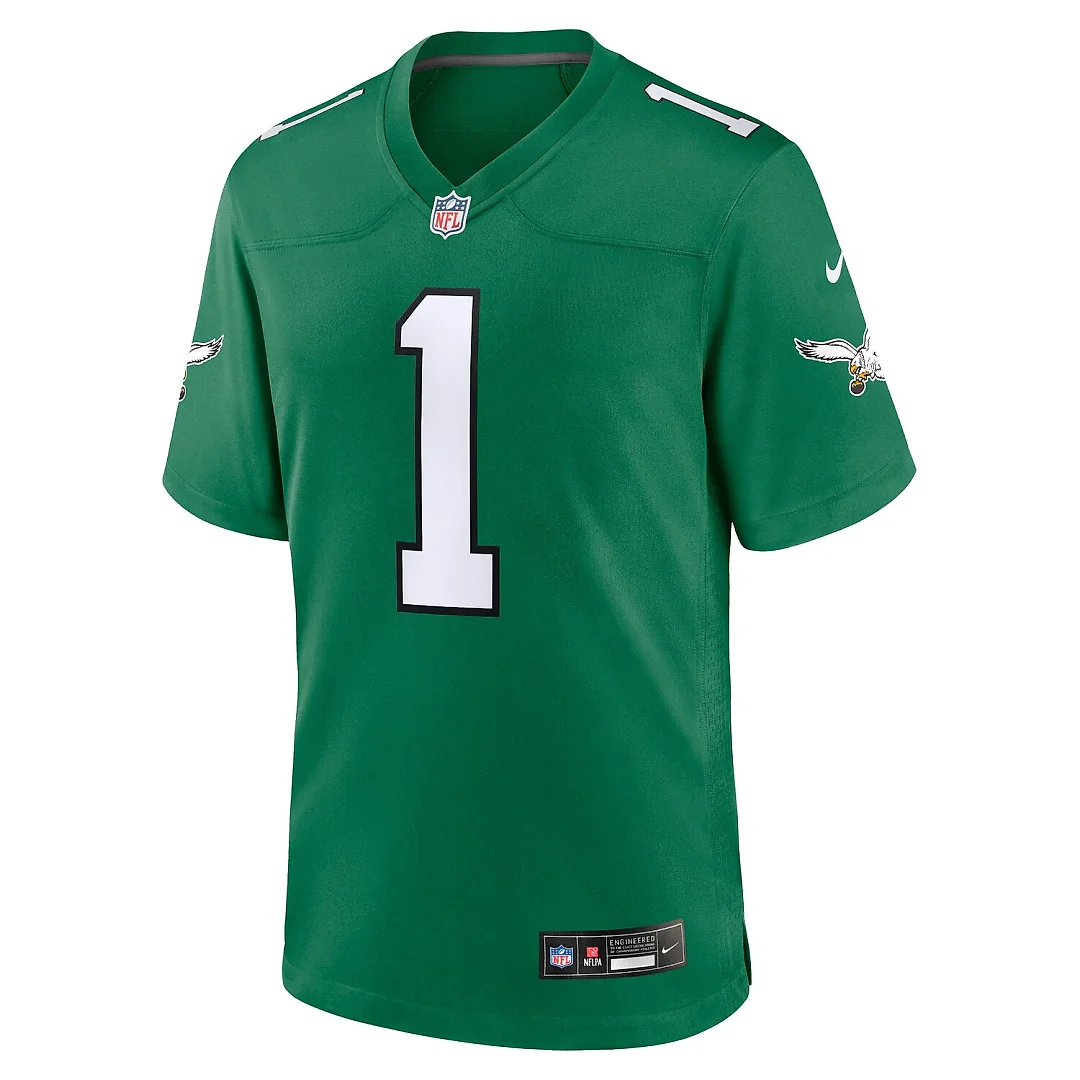Zennovawear Jalen Hurts Philadelphia Eagles Alternate Game Player Jersey - Kelly Green