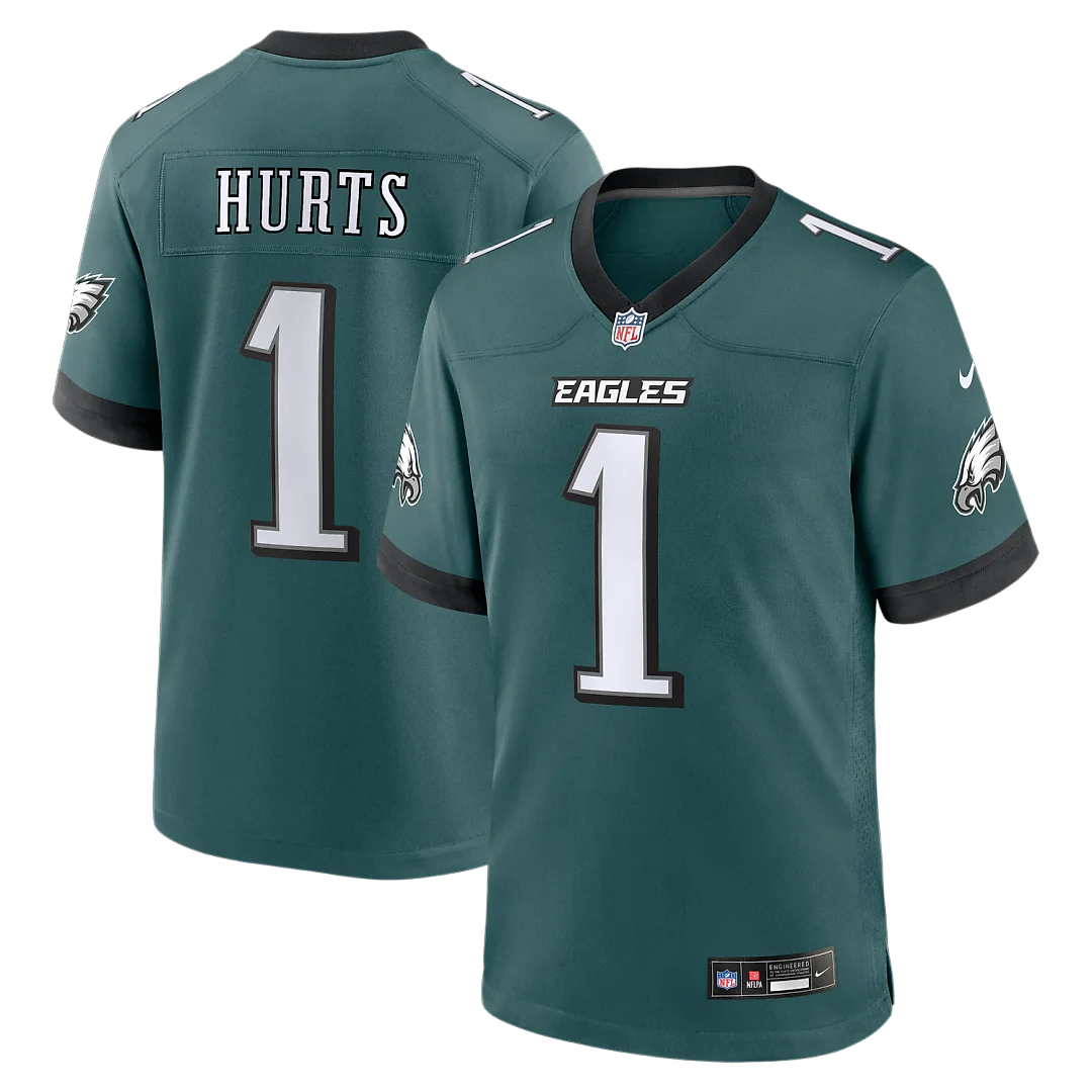 Zennovawear Jalen Hurts Philadelphia Eagles Team Game Jersey - Midnight Green