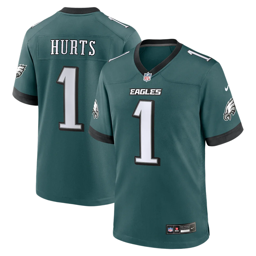 Zennovawear Jalen Hurts Philadelphia Eagles Team Game Jersey - Midnight Green