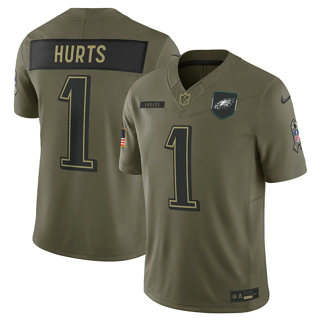 Zennovawear Jalen Hurts Philadelphia Eagles 2025 Salute to Service Limited Jersey - Olive